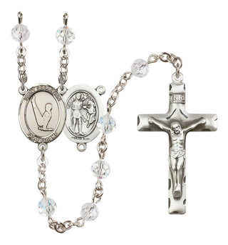 Sterling Silver 6mm Austrian Crystal Saint Sebastian/Gymnastics Rosary in Crystal