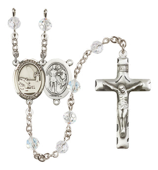 Sterling Silver 6mm Austrian Crystal Saint Sebastian / Fishing Rosary in Crystal