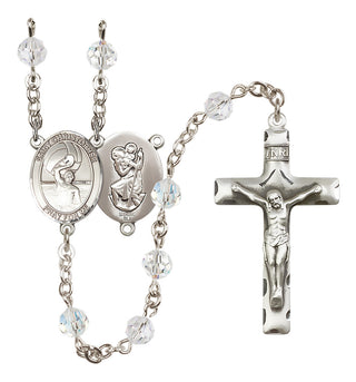 Sterling Silver 6mm Saint Christopher/Water Polo Men Rosary