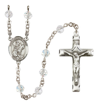 Sterling Silver 6mm Austrian Crystal Saint Martin of Tours Rosary in Crystal
