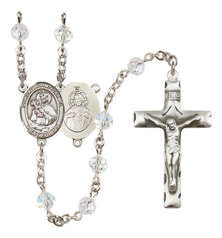 Sterling Silver 6mm Austrian Crystal Our Lady of Mount Carmel Rosary in Crystal
