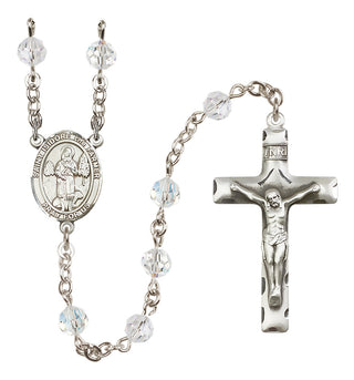 Sterling Silver 6mm Austrian Crystal Saint Isidore the Farmer Rosary in Crystal