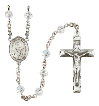 Sterling Silver 6mm Austrian Crystal Saint Gianna Beretta Molla Rosary in Crystal
