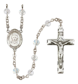 Sterling Silver 6mm Austrian Crystal Saint Joseph Freinademetz Rosary in Crystal