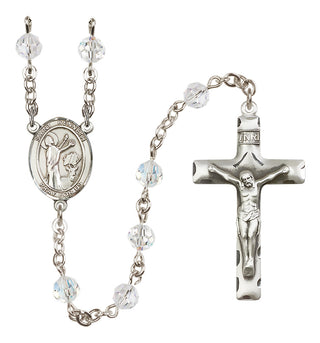 Sterling Silver 6mm Austrian Crystal Saint Kenneth Rosary in Crystal