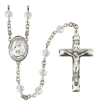 Sterling Silver 6mm Austrian Crystal Saint Rose Philippine Duchesne Rosary in Crystal