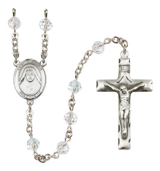 Sterling Silver 6mm Austrian Crystal Saint Alphonsa of India Rosary in Crystal