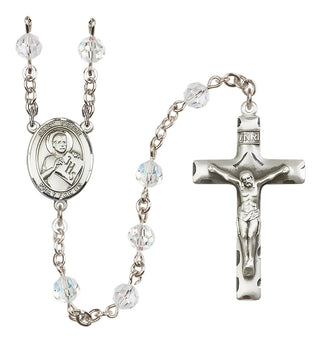 Sterling Silver 6mm Austrian Crystal Saint Viator of Bergamo Rosary in Crystal