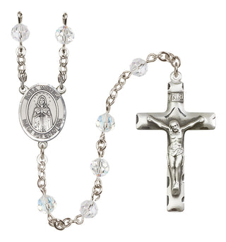Sterling Silver 6mm Austrian Crystal Our Lady Rosa Mystica Rosary in Crystal