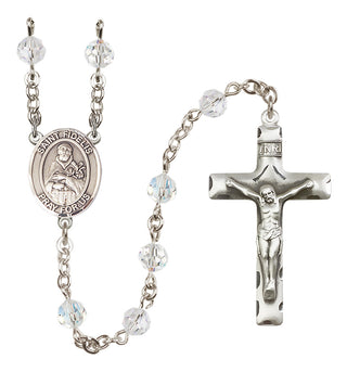 Sterling Silver 6mm Austrian Crystal Saint Fidelis Rosary in Crystal