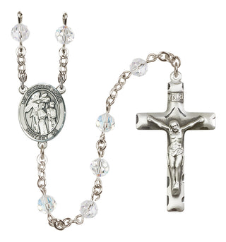 Sterling Silver 6mm Austrian Crystal Guardian Angel w/Children Rosary in Crystal