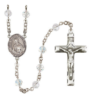 Sterling Silver 6mm Austrian Crystal Saint Edmund of East Anglia Rosary in Crystal