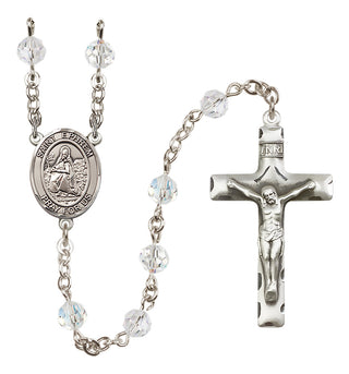 Sterling Silver 6mm Austrian Crystal Saint Ephrem Rosary in Crystal