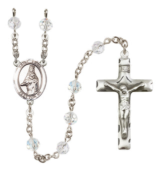 Sterling Silver 6mm Austrian Crystal Saint Emma Uffing Rosary in Crystal