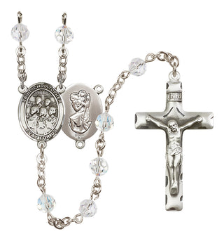 Sterling Silver 6mm Austrian Crystal Saint Christopher / Choir Rosary in Crystal