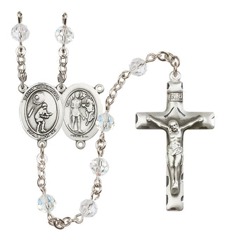 Sterling Silver 6mm Austrian Crystal Saint Sebastian / Tennis Rosary in Crystal