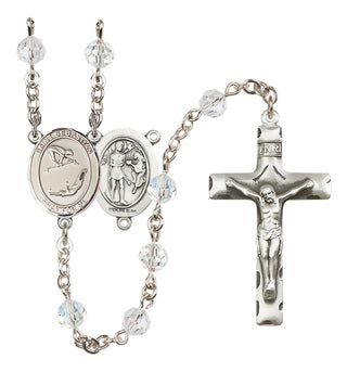 Sterling Silver 6mm Austrian Crystal Saint Sebastian/Gymnastics Rosary in Crystal