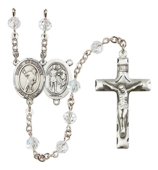 Sterling Silver 6mm Austrian Crystal Saint Sebastian/Lacrosse Rosary in Crystal