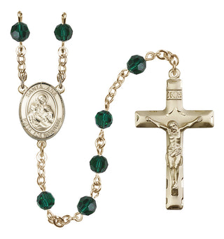 14 Karat Gold-Filled 6mm Austrian Crystal Santa Ana Rosary in Emerald