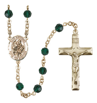 14 Karat Gold-Filled 6mm Austrian Crystal San Antonio Rosary in Emerald