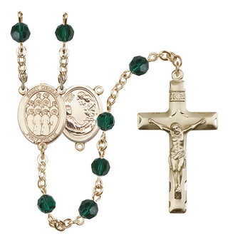 14 Karat Gold-Filled 6mm Austrian Crystal Saint Cecilia / Choir Rosary in Emerald
