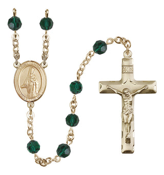 14 Karat Gold-Filled 6mm Austrian Crystal Saint Emma Uffing Rosary in Emerald