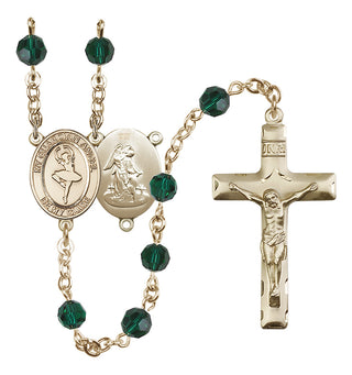 14 Karat Gold-Filled 6mm Austrian Crystal Guardian Angel/Dance Rosary in Emerald