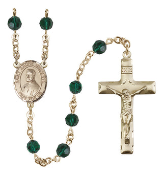 14 Karat Gold 6mm Austrian Crystal Saint Andre Bessette Rosary in Emerald