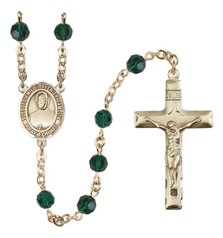 14 Karat Gold 6mm Austrian Crystal Blessed Emilie Tavernier Gamelin Rosary in Emerald