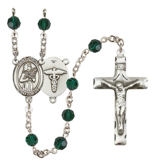 Sterling Silver 6mm Austrian Crystal Saint Agatha / Nurse Rosary in Emerald