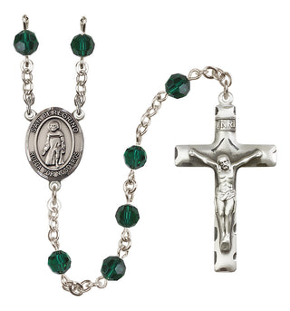 Sterling Silver 6mm Austrian Crystal San Peregrino Rosary in Emerald