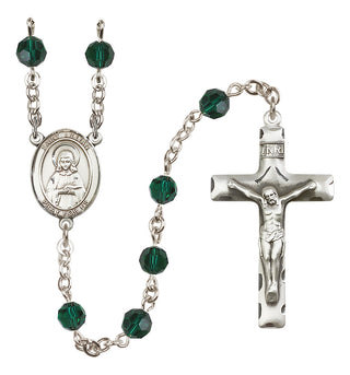 Sterling Silver 6mm Austrian Crystal Saint Lillian Rosary in Emerald