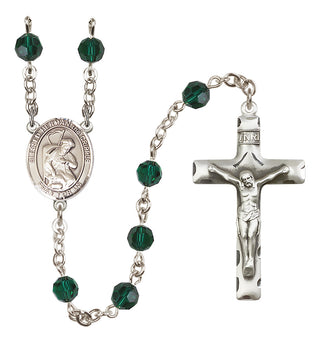 Sterling Silver 6mm Austrian Crystal Blessed Herman the Cripple Rosary in Emerald