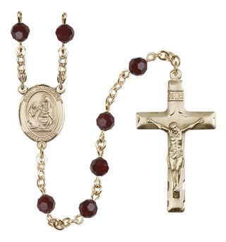 14 Karat Gold-Filled 6mm Austrian Crystal Saint Catherine of Siena Rosary in Garnet