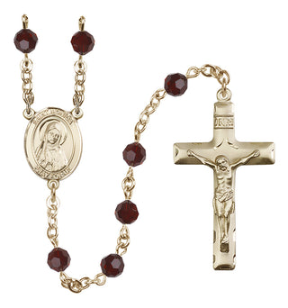 14 Karat Gold-Filled 6mm Austrian Crystal Saint Monica Rosary in Garnet