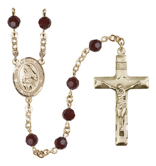 14 Karat Gold-Filled 6mm Austrian Crystal Virgen de la Divina Providencia Rosary in Garnet