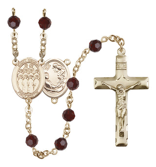 14 Karat Gold-Filled 6mm Austrian Crystal Saint Cecilia / Choir Rosary in Garnet