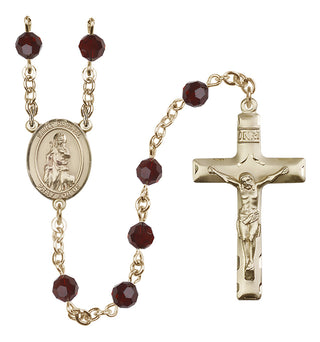 14 Karat Gold-Filled 6mm Austrian Crystal Saint Rachel Rosary in Garnet