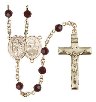 14 Karat Gold-Filled 6mm Austrian Crystal Divine Mercy Rosary in Garnet