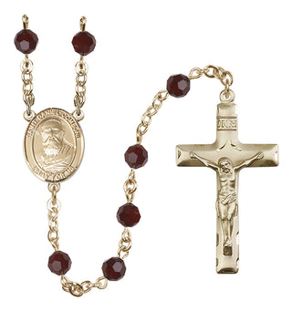 14 Karat Gold-Filled 6mm Austrian Crystal Saint Daniel Comboni Rosary in Garnet