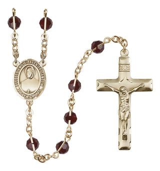 14 Karat Gold-Filled 6mm Austrian Crystal Blessed Emilie Tavernier Gamelin Rosary in Garnet