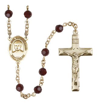 14 Karat Gold-Filled 6mm Austrian Crystal Saint Jose Sanchez del Rio Rosary in Garnet