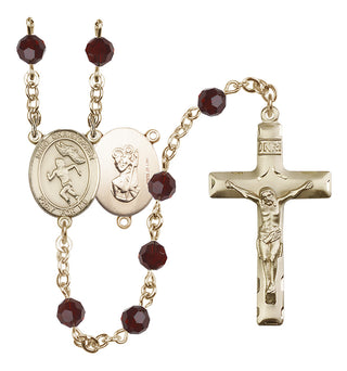 14kt Gold Filled 6mm Saint Christopher/Track&Field-Women Rosary
