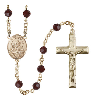 14 Karat Gold 6mm Austrian Crystal San Jose Rosary in Garnet