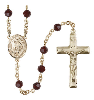 14 Karat Gold 6mm Austrian Crystal Virgen de la Divina Providencia Rosary in Garnet