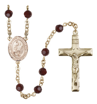 14 Karat Gold 6mm Austrian Crystal San Martin Caballero Rosary in Garnet
