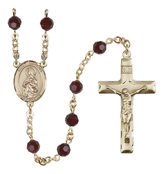 14 Karat Gold 6mm Austrian Crystal Saint Matilda Rosary in Garnet
