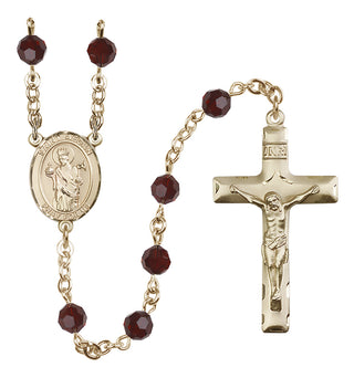 14 Karat Gold 6mm Austrian Crystal Saint Aedan of Ferns Rosary in Garnet