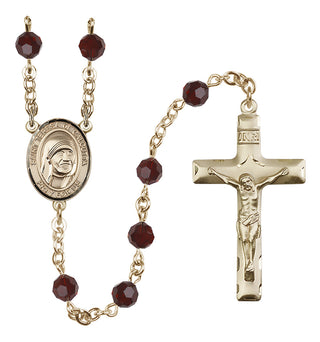 14 Karat Gold 6mm Austrian Crystal Saint Teresa of Calcutta Rosary in Garnet