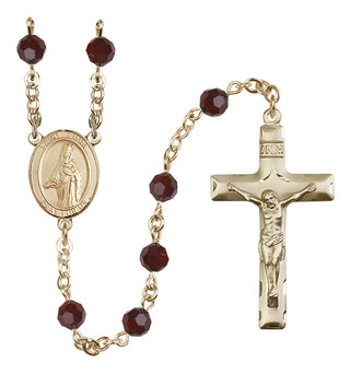 14 Karat Gold 6mm Austrian Crystal Saint Emma Uffing Rosary in Garnet